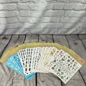 18 Pc Stencils and Rub On Transfers Set